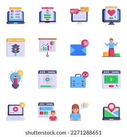 Trendy Flat Icons of SEO Optimization 

