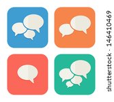 Trendy Flat Icons With Speech Bubbles. Set. Vector