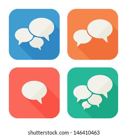 Trendy Flat Icons With Speech Bubbles. Set. Vector