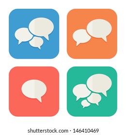 Trendy Flat Icons With Speech Bubbles. Set. Vector