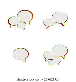 Trendy Flat Icons With Speech Bubbles. Set. Vector
