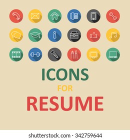 trendy flat icons for your resume, CV, job