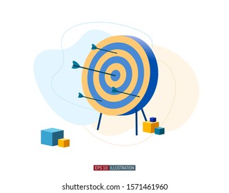 Trendy flat illustration. Archery target. Working on achieving the goal mataphor. Template for your design works. Vector graphics.