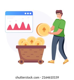 Trendy flache Illustration der Bitcoin-Analyse 

