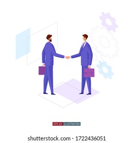Trendy flat illustration. Businessman handshake. Template for your design works. Vector graphics.