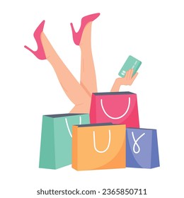 Trendy flat illustration of card shopping 