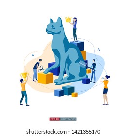 Trendy flat illustration. Cat day. Cat show. Cat care. Template for your design works. Vector graphics.