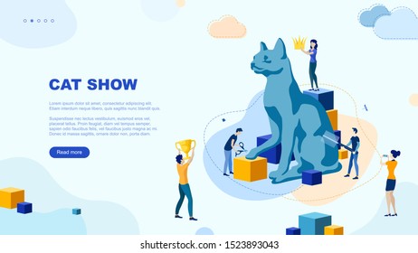 Trendy flat illustration. Cat show page concept. Cat day. Cat care. Template for your design works. Vector graphics.