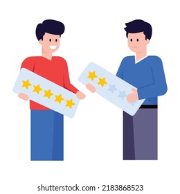 A trendy flat illustration of customer reviews  