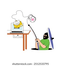 Trendy flat illustration of data phishing in editable design