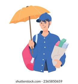 Trendy flache Illustration eines Lieferjungen 