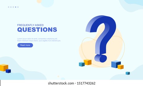 Trendy flat illustration. Frequently asked questions page concept. FAQ. Question mark. Template for your design works. Vector graphics.