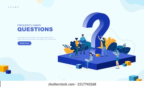 Trendy Flat Illustration. Frequently Asked Questions Page Concept. FAQ. Question Mark. Template For Your Design Works. Vector Graphics.