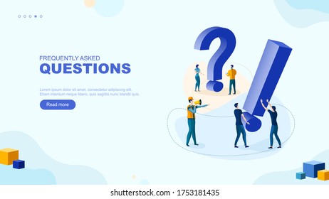 Trendy flat illustration. Frequently asked questions page concept. FAQ. Question mark. Template for your design works. Vector graphics.