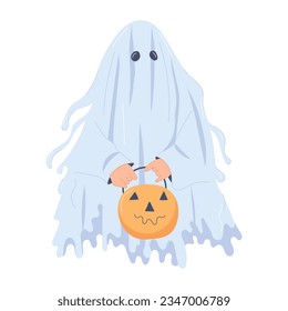 Ilustración plana de moda del disfraz fantasma 