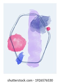 Trendy flat illustration. Hand drawn abstract minimalistic background in trendy minimalistic style. Charcoal line. Watercolor spots. Template for your design works. Vector graphics.