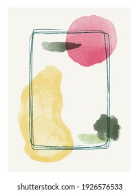 Trendy flat illustration. Hand drawn abstract minimalistic background in trendy minimalistic style. Charcoal line. Watercolor spots. Template for your design works. Vector graphics.