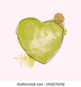 Trendy flat illustration. Hand drawn abstract minimalistic background in trendy minimalistic style. Charcoal line. Watercolor spots. Template for your design works. Vector graphics.