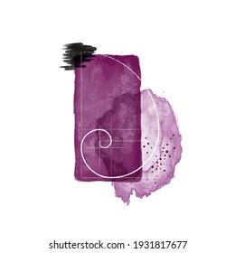 Ilustración plana de moda. Obra mano de fondo abstracto minimalista en un estilo minimalista moderno. Línea de carbón vegetal. Manchas acuáticas. La plantilla para el diseño funciona. Gráficos vectoriales.