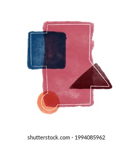 Trendy flat illustration. Hand drawn abstract background in trendy minimalistic style. Charcoal line. Watercolor spots. Template for your design works. Vector graphics.
