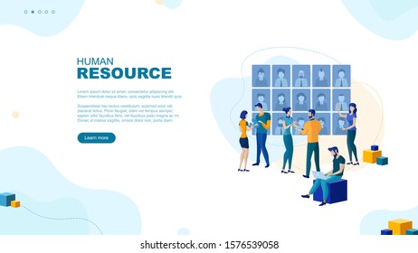 Trendy flat illustration. Human resources management page concept. Template for your design works. Vector graphics.