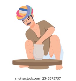 Trendy flat illustration of indian potter 