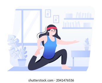 Trendy flat illustration of lunge stretching