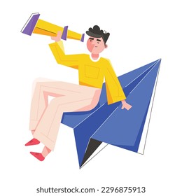 Trendy flat illustration of man looking 