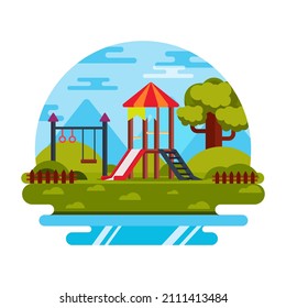 A trendy flat illustration of playground, editable vector 

