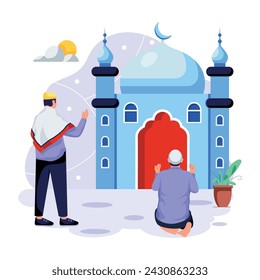 Trendy flat illustration of prayer mosque