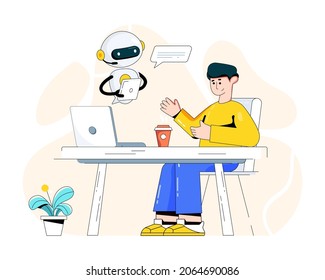 Trendy flat illustration of robotic chat 