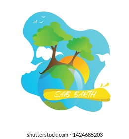 Trendy flat illustration. Save Earth concept. Template for your design works