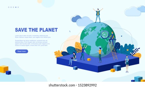 Trendy flat illustration. Save the planet page concept. Template for your design works. Vector graphics.
