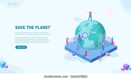 Trendy flat illustration. Save the planet page concept. Template for your design works. Vector graphics.