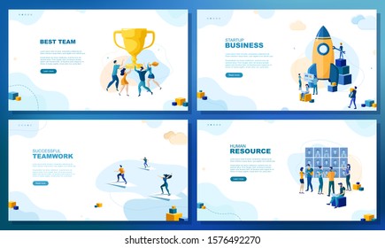 Trendy flat illustration. Set of web page concepts. Best team. Startup business. Successful teamwork. Human resource. Template for your design works. Vector graphics.