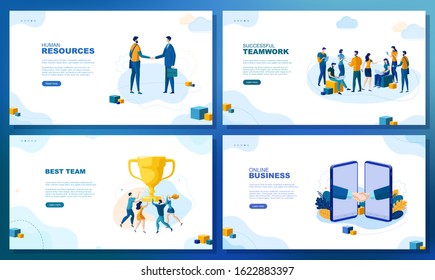 Trendy flat illustration. Set of web page concepts. Human resources. Successful teamwork. Best team. Online business. Template for your design works. Vector graphics.