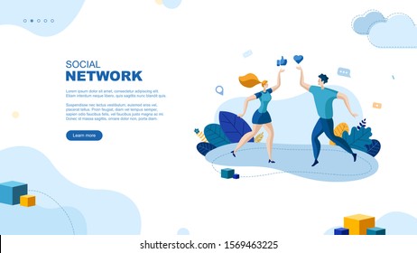 Trendy flat illustration. Social network page concept. Social media. Communications. Chatting. Template for your design works. Vector graphics.