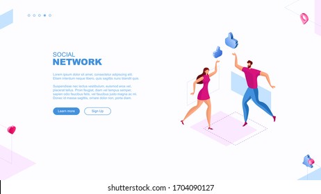 Ilustración plana de moda. Concepto de página de redes sociales. Medios sociales. Comunicaciones. Hablando. Plantilla para las obras de diseño. Gráficos vectoriales.
