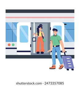 Trendy flat illustration of a subway platform 