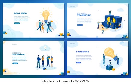 Trendy flat illustration. Successful teamwork page concept. Office workers planing business mechanism, analyze business strategy and exchange ideas. Template for your design works. Vector graphics.