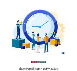 Trendy flat illustration. Time to work. People use time in different ways. Time is money. Time management. Template for your design works. Vector graphics.