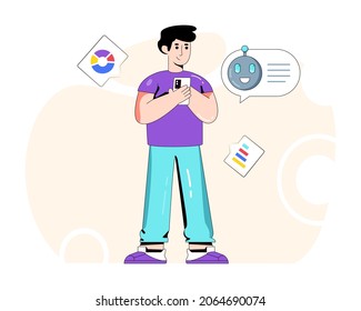 Trendy flat illustration of virtual assistant,