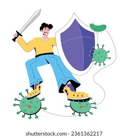 Trendy flat illustration of virus defence 