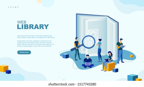 Trendy flat illustration. Web library page concept. Education. Knowledge. Science. Digital archive. Template for your design works. Vector graphics.