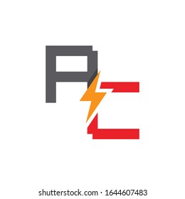 Plantilla de diseño de diseño plano con el logotipo de la letra AC con diseño de rayo y perno. Puede ser usado para negocios de servicios web, gráficos móviles, electrónicos o de electricidad, o cualquier propósito relacionado con el concepto de trueno.