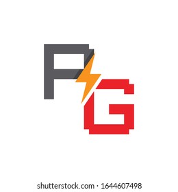 Trendy flat initial AG letter logo template with bolt and lightning design. Can be used for web, mobile graphic, electronic or electricity service business, or any purpose related to thunder concept.