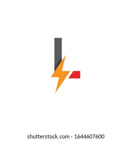 Trendy flat initial L letter logo template with bolt and lightning design. Can be used for web, mobile graphic, electronic or electricity service business, or any purpose related to thunder concept.