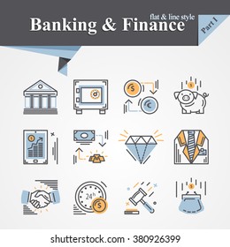 Trendy flat and line Banking and Finance icon m-banking,savings,internet payment security,savings, partnership,online banking,online services,exchange,cash.For apps,developers,designers.