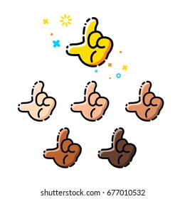 Trendy flat line emoji icon pack. Vector hand the following themes - looser. Emoticons for websites and mobile websites and apps.