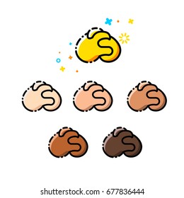 Trendy flat line emoji icon pack. Vector hand the following themes - to pray. Emoticons for websites and mobile websites and apps.